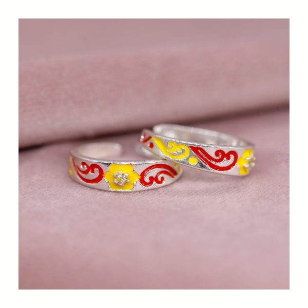 JSAJ ENAMEL OR MEENA TOERING CHUTKI BICHIYA 925 STERLING SILVER BAND TOERING THICK SILVER UNBREAKABLE COMFORTABLE DURABLE FOR GIRLS AND WOMEN'S IN PURE SILVER