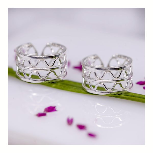 JSAJ DOUBLE LINE TOERING CHUTKI BICHIYA 925 STERLING SILVER BAND TOERING THICK SILVER UNBREAKABLE COMFORTABLE DURABLE FOR GIRLS AND WOMEN'S IN PURE SILVER