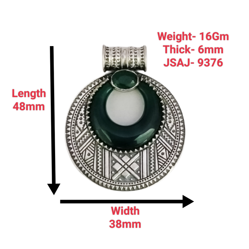 TUAREG STYLE ROUND SHAPE WITH GREEN ONYX STONE IN 925 STERLING SILVER - Image 3
