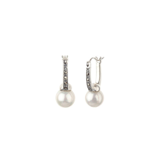JSAJ 92.5 Sterling Silver genuine silver DYNA BAALI bali with pearl with marcasite earing for Girls and Womens