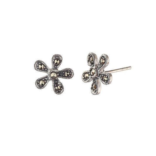 JSAJ 92.5 sterling Silver genuine silver tops with marcasite studds with marcasite earing for Girls and Womens