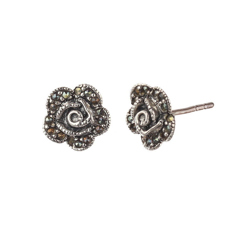 JSAJ 925 Silver Sterling silver ROSE MARCASTIE STUDD TOPS for Girls and Womens