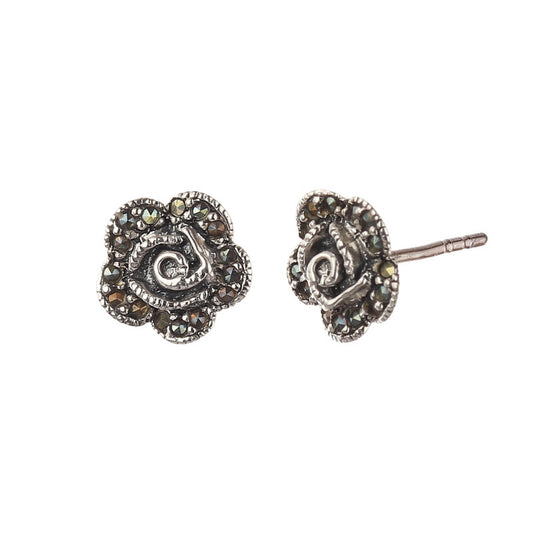 JSAJ 925 Silver Sterling silver ROSE MARCASTIE STUDD TOPS for Girls and Womens