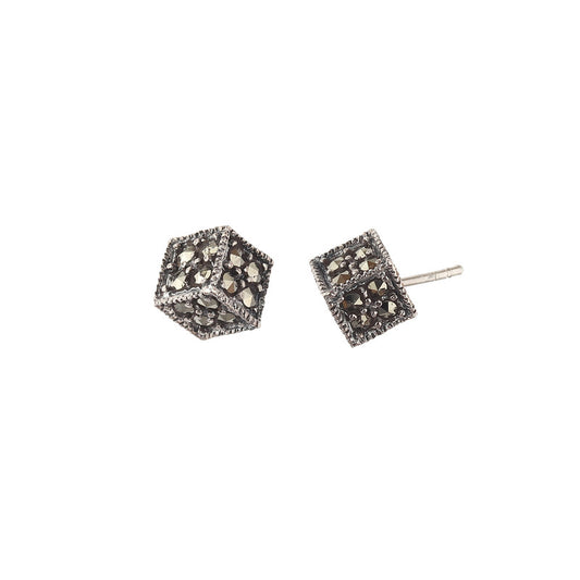 JSAJ 925 Silver Sterling silver dice with MARCASTIE STUDD TOPS for Girls and Womens