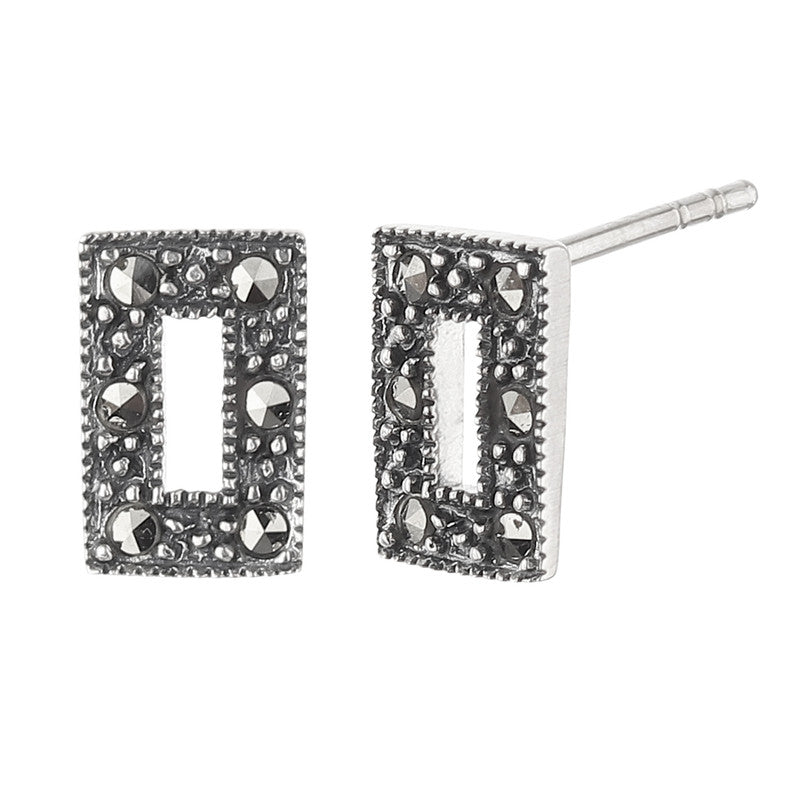 JSAJ 925 Silver Sterling silver rectangle with MARCASTIE STUDD TOPS for Girls and Womens