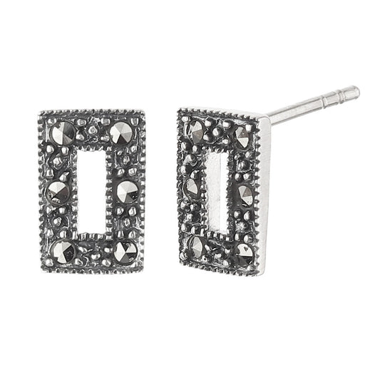 JSAJ 925 Silver Sterling silver rectangle with MARCASTIE STUDD TOPS for Girls and Womens