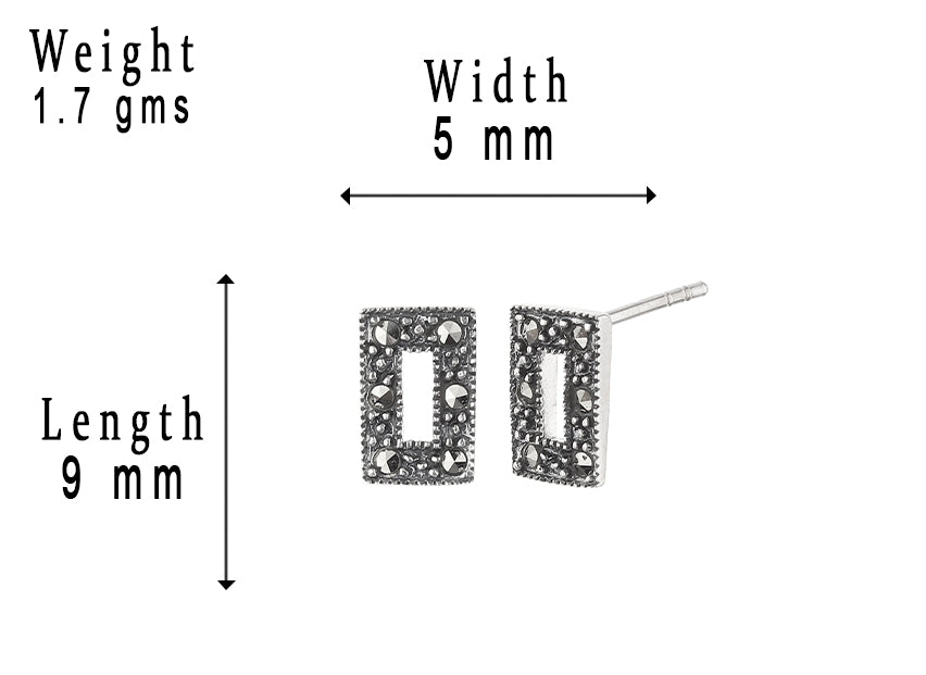 JSAJ 925 Silver Sterling silver rectangle with MARCASTIE STUDD TOPS for Girls and Womens