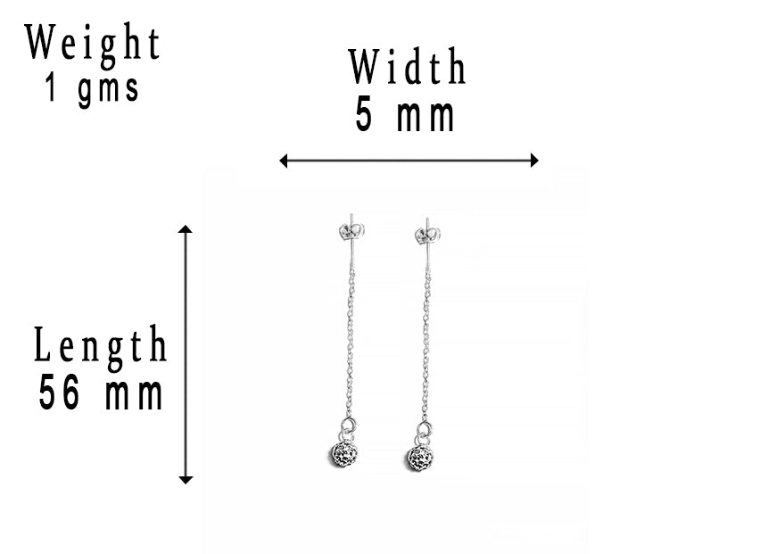 JSAJ 925 Silver SUI DHAGA ZERCONIA STONE Hanging Dangler for Girls and Womens