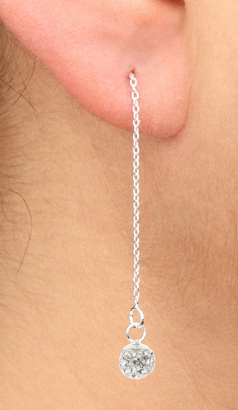 JSAJ 925 Silver SUI DHAGA ZERCONIA STONE Hanging Dangler for Girls and Womens