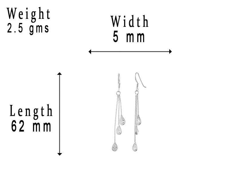JSAJ 925 sterling silver chain hanging dangler zerconia stone Earing for Girls and Womens