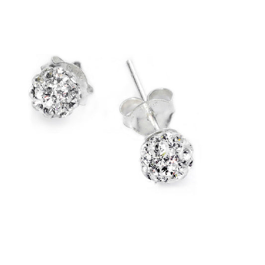 JSAJ 925 Sterling Silver ball studded with stones ZIRCONIA STUDD tops for Girls and Womens