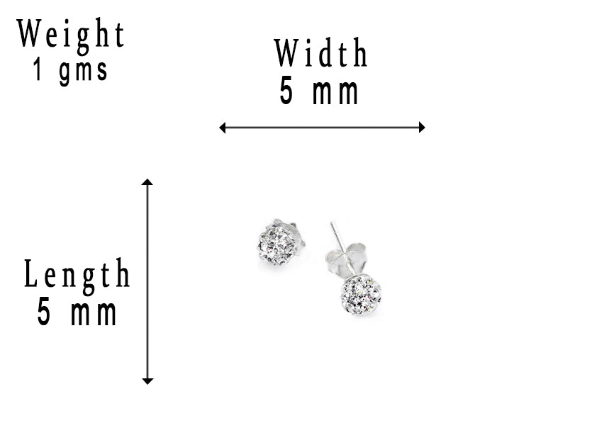 JSAJ 925 Sterling Silver ball studded with stones ZIRCONIA STUDD tops for Girls and Womens