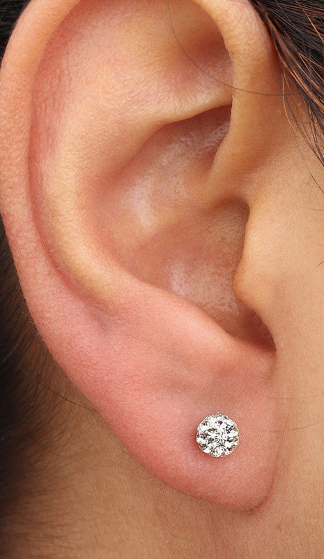 JSAJ 925 Sterling Silver ball studded with stones ZIRCONIA STUDD tops for Girls and Womens