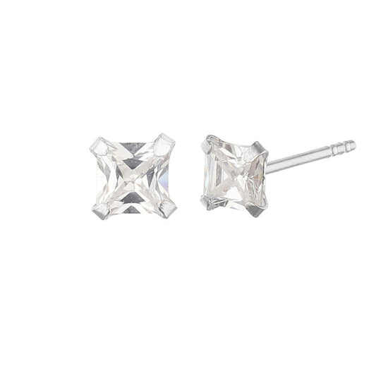 JSAJ 925 Sterling Silver square stone tops studds ZIRCONIA STUDD for Girls and Womens