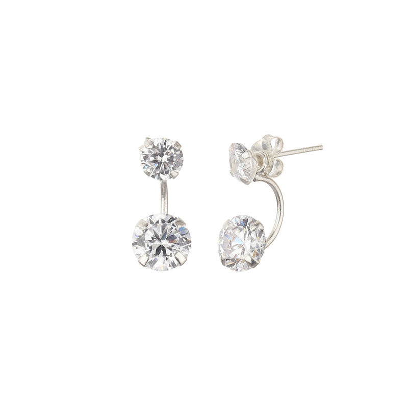 JSAJ 925 sterling silver double stone zirconia stud tops for girls and women.