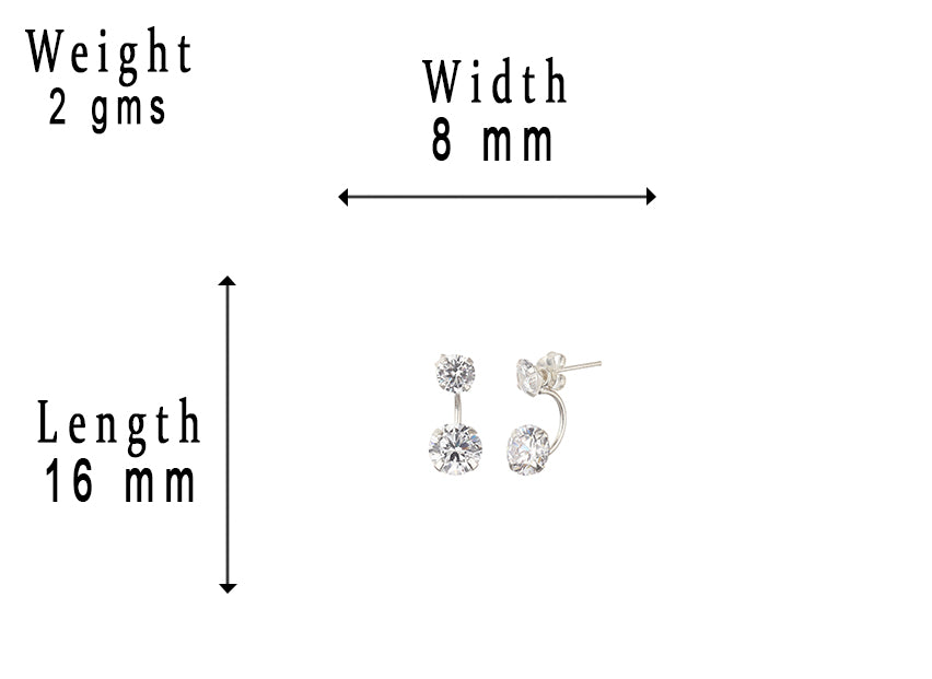 JSAJ 925 sterling silver double stone zirconia stud tops for girls and women.