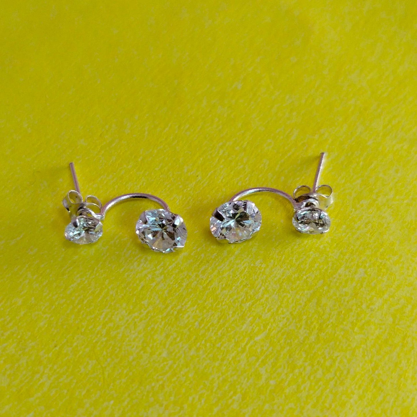 JSAJ 925 sterling silver double stone zirconia stud tops for girls and women.