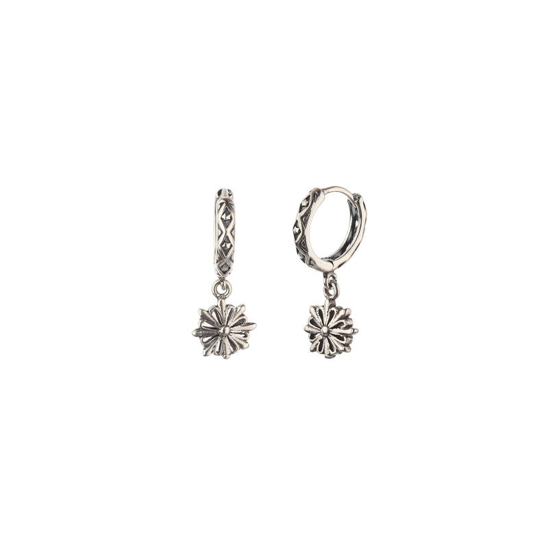JSAJ 925 sterling silver earring with a simple charm hanging plain baali design, perfect for girls and women.
