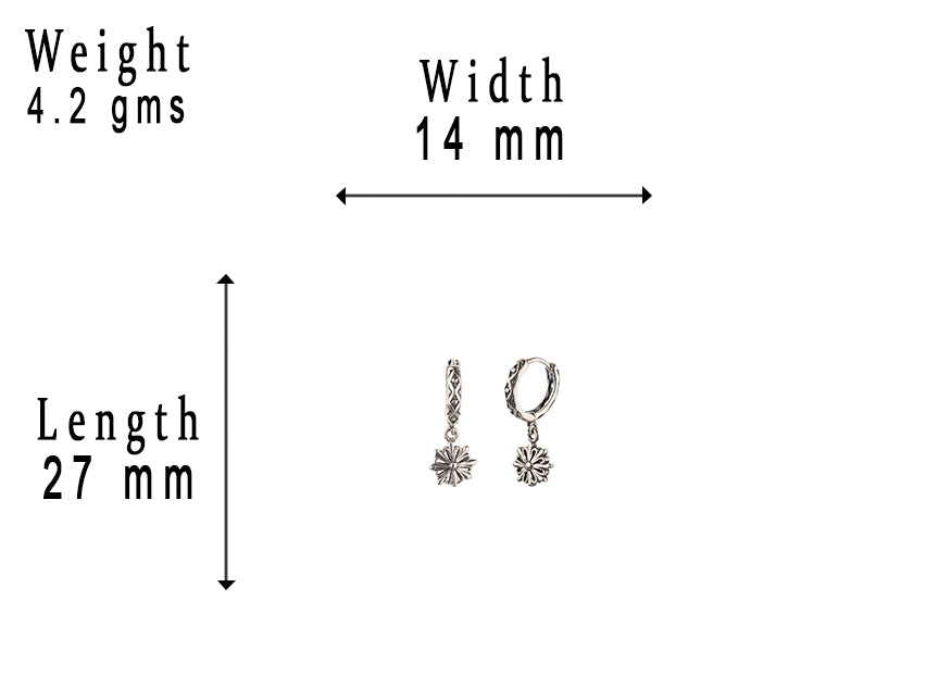 JSAJ 925 sterling silver earring with a simple charm hanging plain baali design, perfect for girls and women.