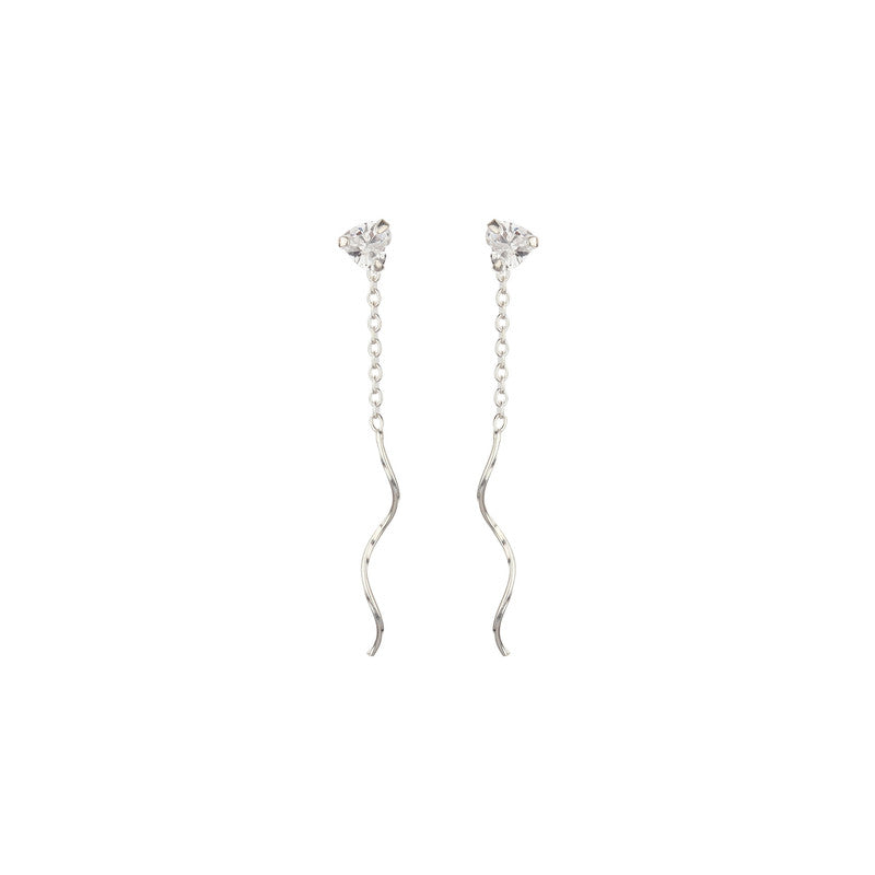 JSAJ 925 Sterling Silver heart stone SUI DHAGA Earring Hanging Dangler for Girls and Womens