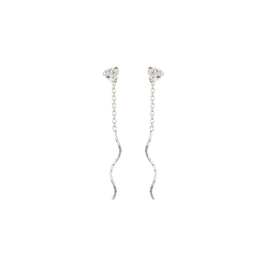 JSAJ 925 Sterling Silver heart stone SUI DHAGA Earring Hanging Dangler for Girls and Womens