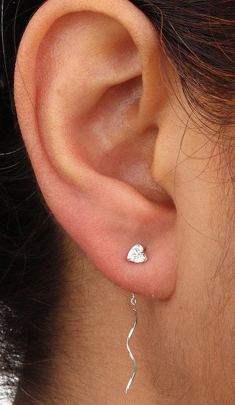JSAJ 925 Sterling Silver heart stone SUI DHAGA Earring Hanging Dangler for Girls and Womens