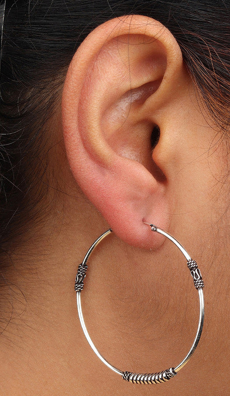 JSAJ 925 Sterling Silver thin bali PLAIN PIPE BAALI for Girls and Womens