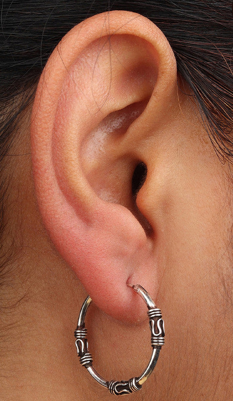 JSAJ 925 Sterling Silver thin bali PLAIN PIPE BAALI for Girls and Womens