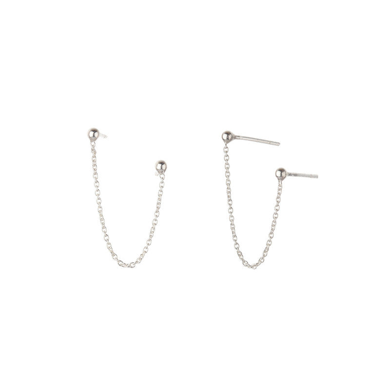 JSAJ 925 sterling silver double hole ball stud top earrings for girls and women