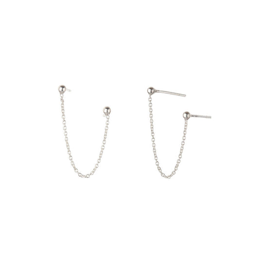 JSAJ 925 sterling silver double hole ball stud top earrings for girls and women