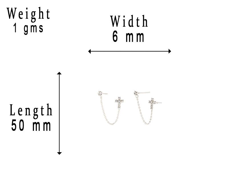 JSAJ 925 Sterling Silver Double Hole Cross Stud Earrings for Girls and Women