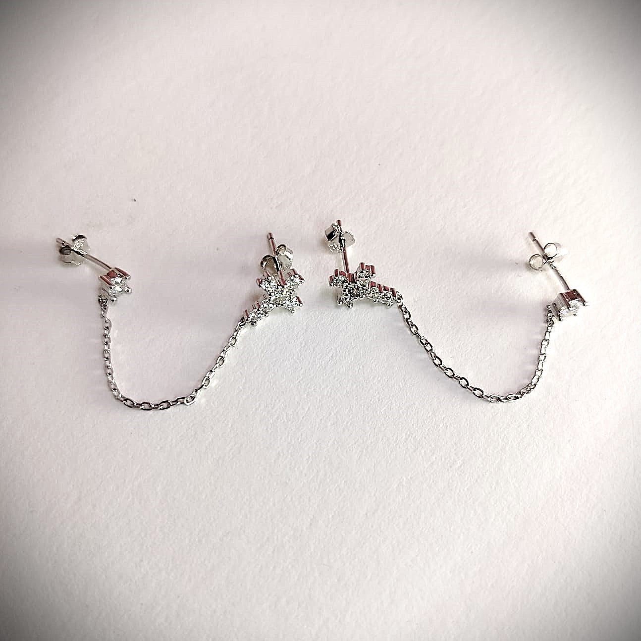 JSAJ 925 Sterling Silver Double Hole Cross Stud Earrings for Girls and Women