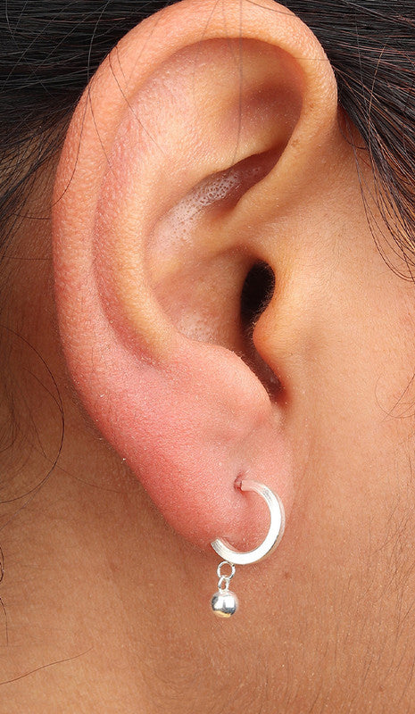 JSAJ 925 sterling silver half baali earrings with ball hanging design for girls and women