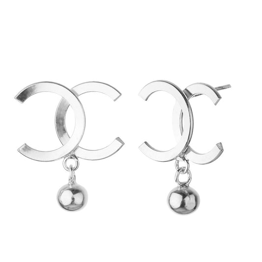 JSAJ Sterling silver 925 small stud with ball hanging design for girls and women
