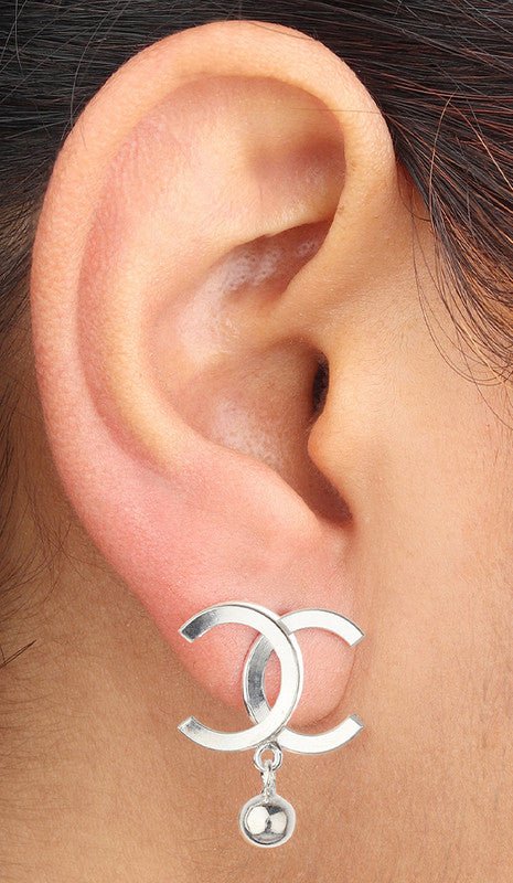 JSAJ Sterling silver 925 small stud with ball hanging design for girls and women