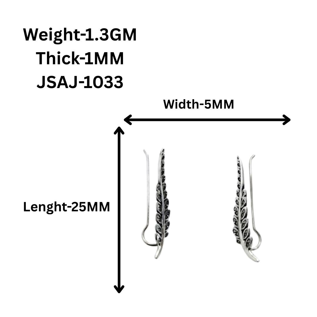 JSAJ 925 Sterling Silver Oxidized Leaf Ear Cuff Earrings for Girls and Women