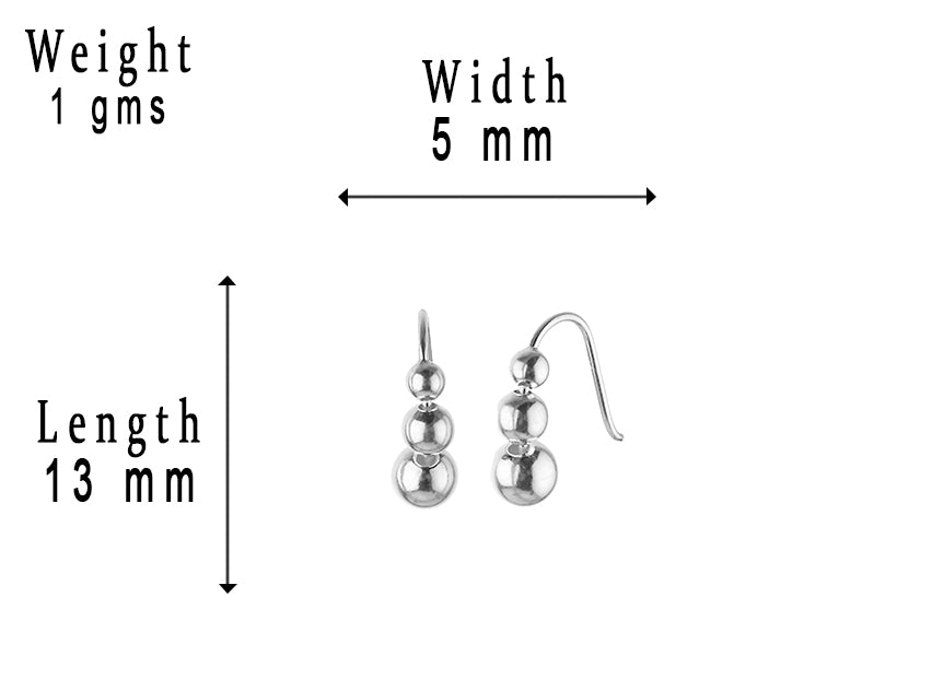 JSAJ 925 sterling silver three-ball earrings for girls and women