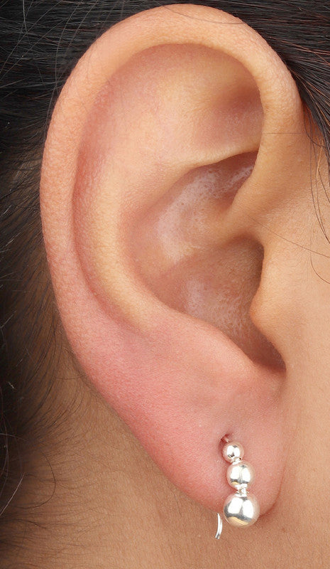 JSAJ 925 sterling silver three-ball earrings for girls and women