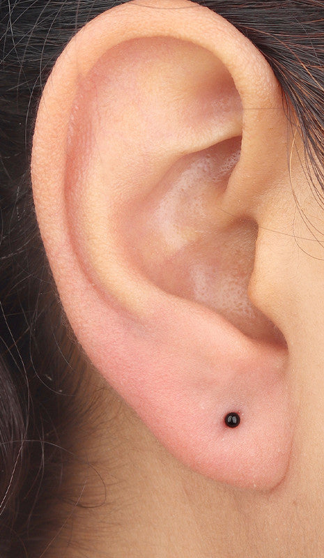 JSAJ 925 sterling silver black Meena ball studs for girls and women