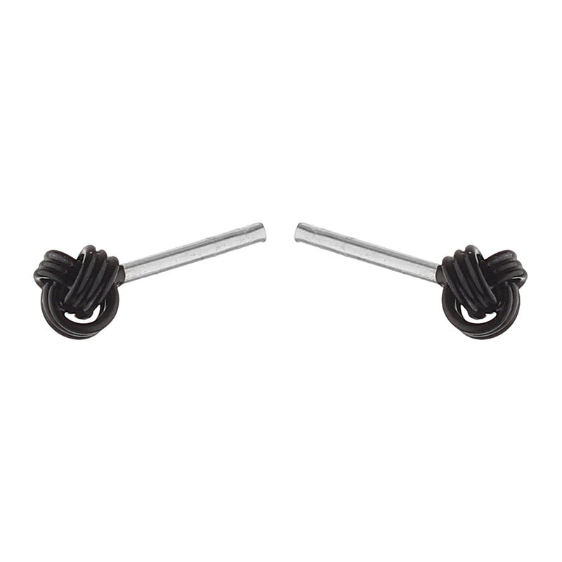 JSAJ 925 sterling silver black Meena knot studs for girls and women