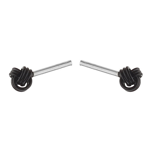 JSAJ 925 sterling silver black Meena knot studs for girls and women