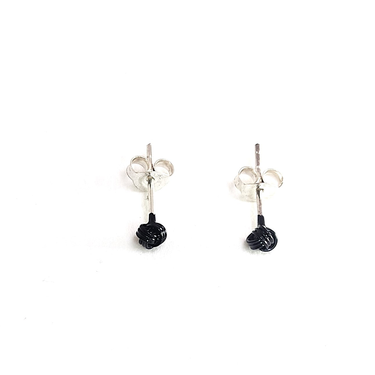 JSAJ 925 sterling silver black Meena knot studs for girls and women