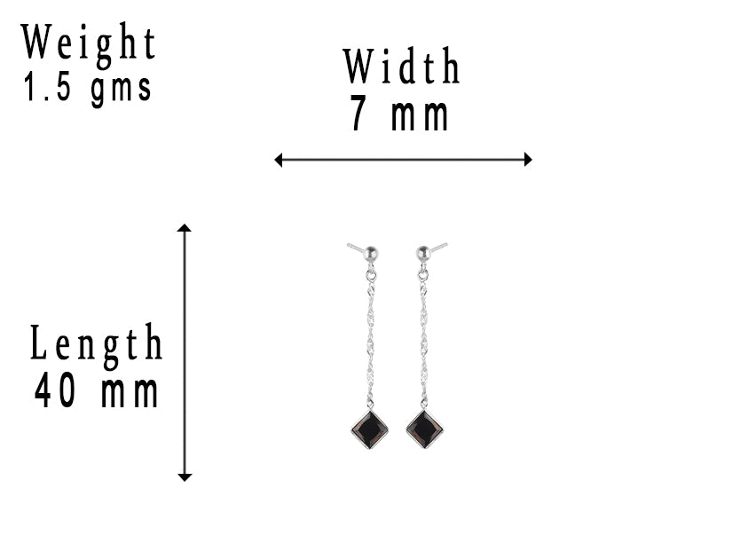 JSAJ 925 sterling silver black onyx square stone hanging dangler earrings for girls and women