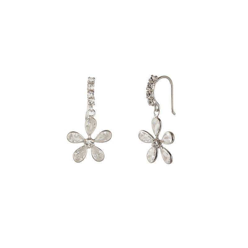 JSAJ 925 sterling silver zirconia flower earrings for girls and women