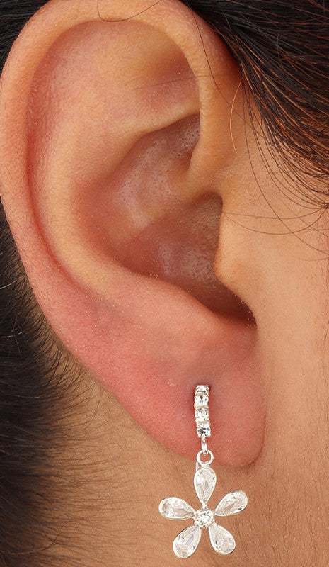 JSAJ 925 sterling silver zirconia flower earrings for girls and women