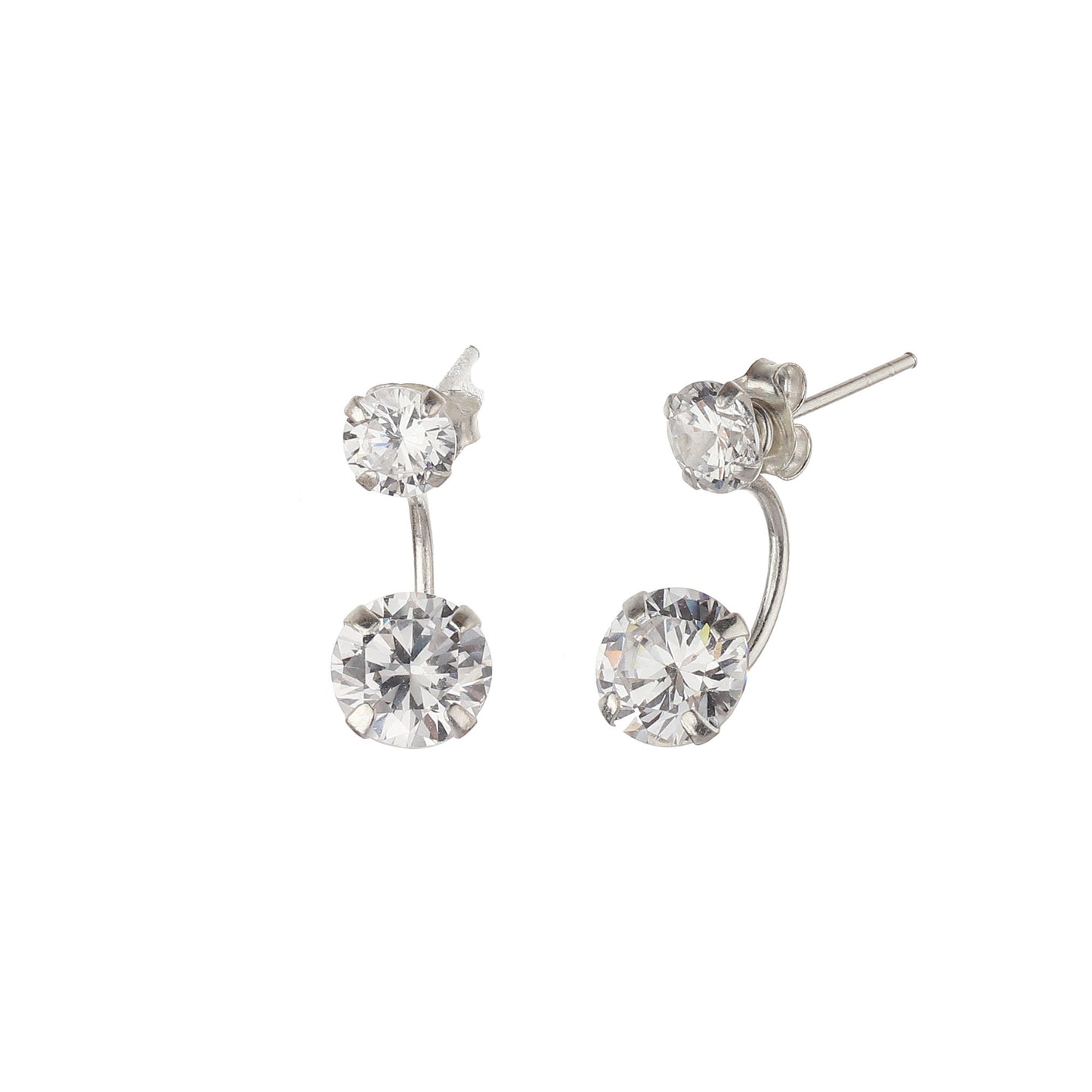 JSAJ 925 sterling silver double stone zirconia stud tops for girls and women