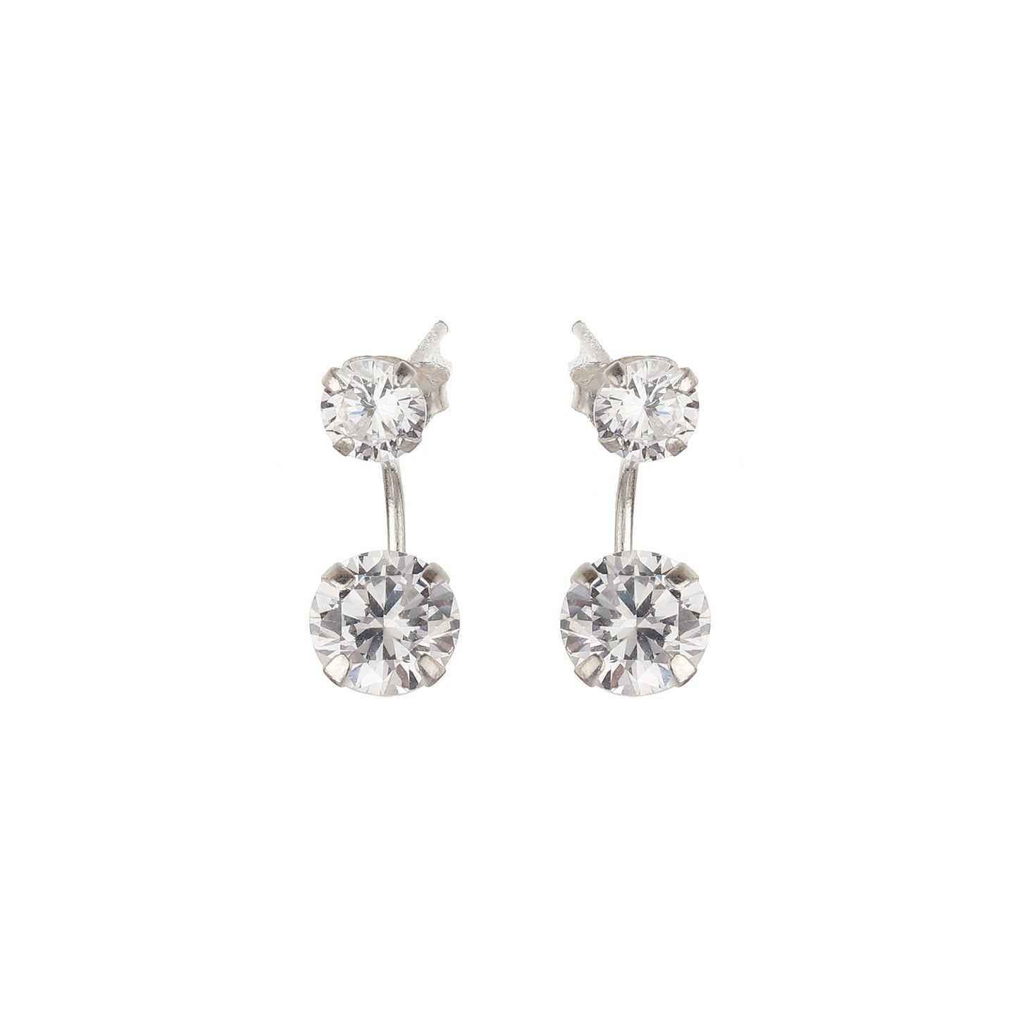 JSAJ 925 sterling silver double stone zirconia stud tops for girls and women
