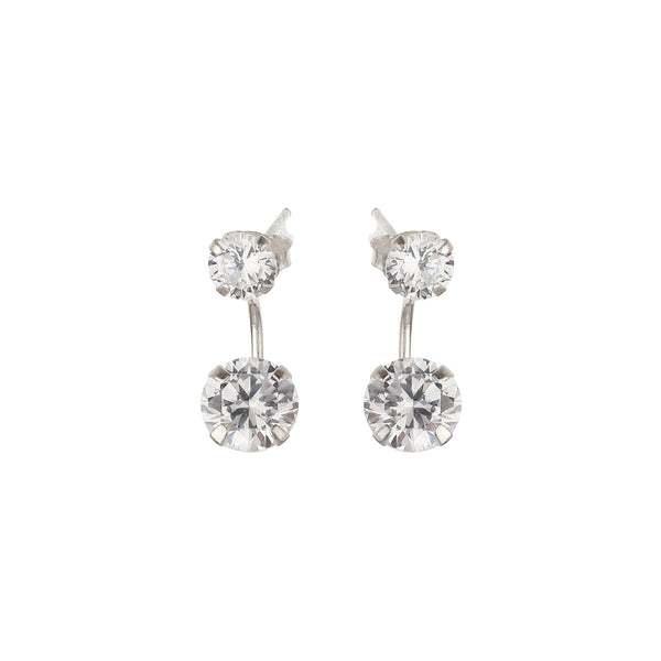 JSAJ 925 sterling silver double stone zirconia stud tops for girls and women