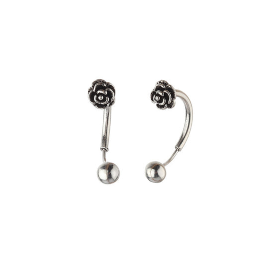 JSAJ JSAJ 925 Silver Rose Ball Earrings for Girls and Women