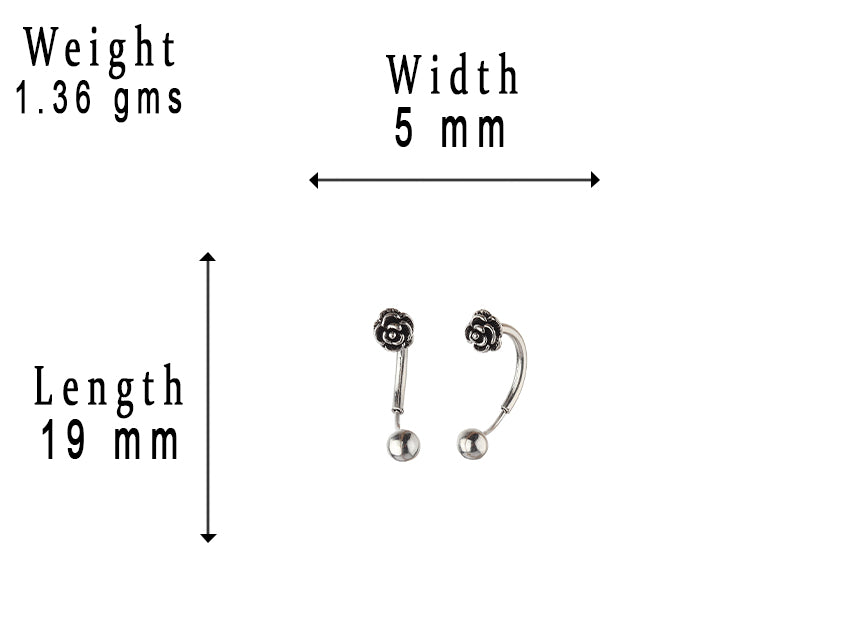 JSAJ JSAJ 925 Silver Rose Ball Earrings for Girls and Women